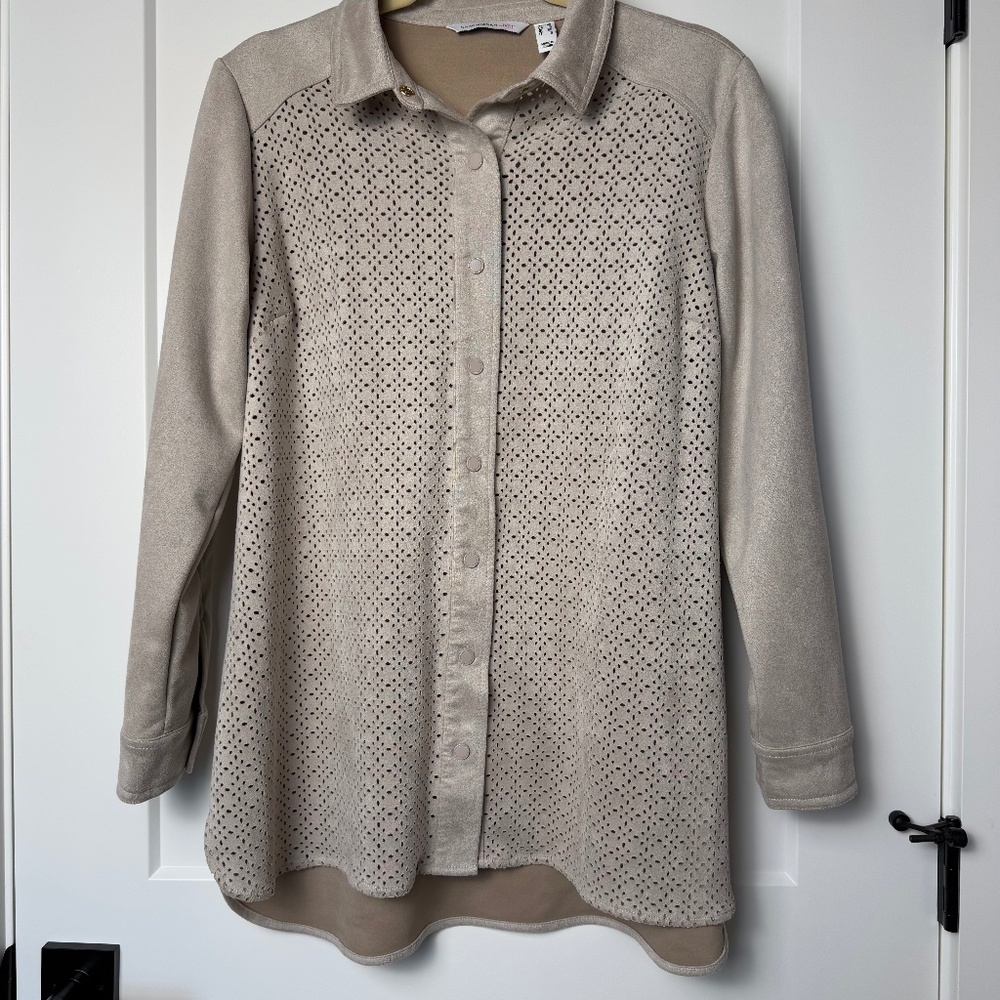 Isaac Mizrahi faux suede shacket